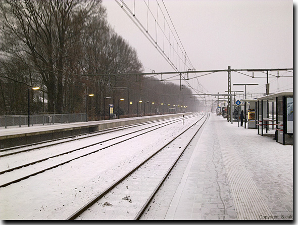 station Ede ligt er maar stil bij,In afwachting op een trein uit de sneeuw. December 2010